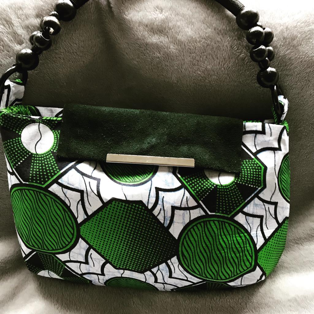 Suede and fabric handbag -GREEN COLLECTION 3