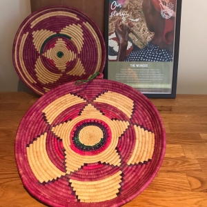 Large grass-woven shallow trays