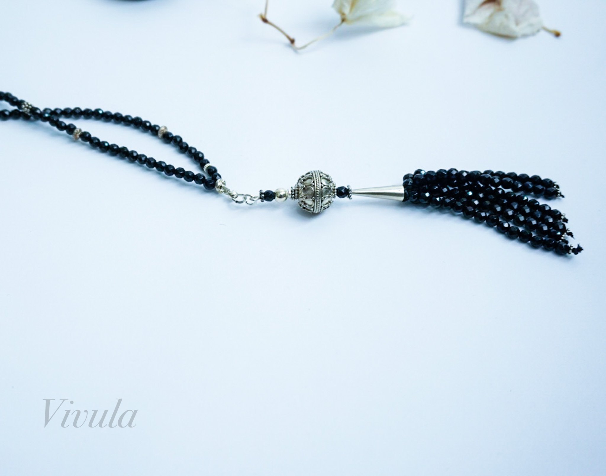 Black Necklace Tassel Detail