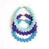 Chunky Lilly Necklace Handmade by Tinni in Cool Mint Purple and Cornflower Blue