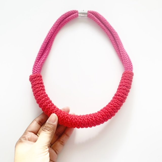 Rita Necklace by Handmade by Tinni in Red & Pink 4