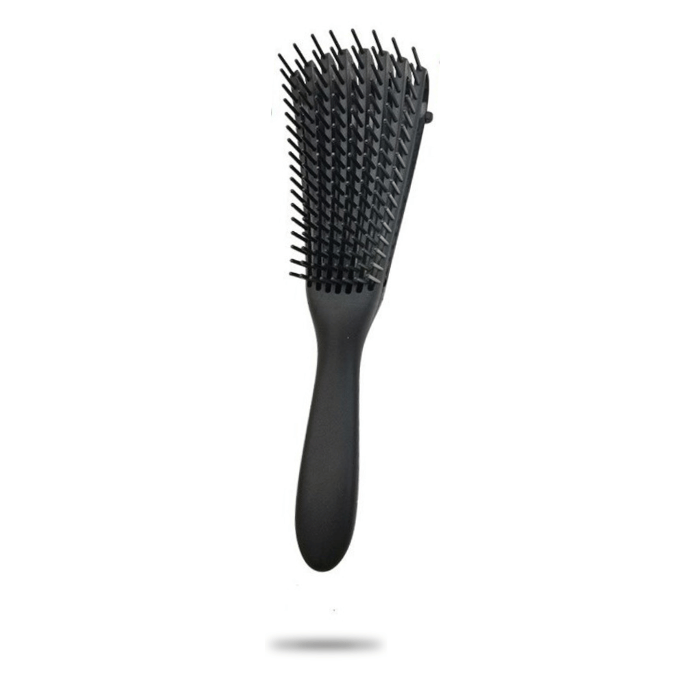 Black flexible detangler hairbrush